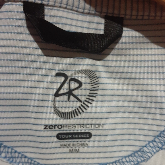 Zero Restriction Tour Series Mens Size Medium Striped Golf Polo Shirt Blue White - Picture 6 of 7